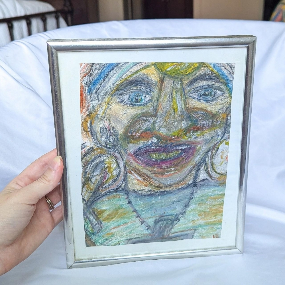 Vintage Framed Abstract Unsigned Original Portrait